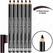 RIMMEL Professional Eyebrow Pencil With Brush Comb - Black Brown *6 PACK*