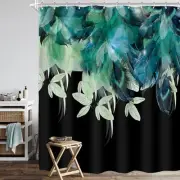 Teal Peacock Turquoise Feather Shower Curtain for Bathroom Decor 72Wx72H