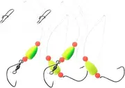Kisangel 4pcs Portable Fishing Float Hooks Sea Fishing Accessories Pretied Line and Swivel Snap Stainless Steel for for Angling Anytime Anywhere