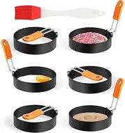 Paifeancodill Egg Rings, 6 Pcs Round Egg Cooker Ring, Stainless Steel Egg Rings for Frying,Fried Egg Rings Nonstick Mold,Griddle Cooking Shaper for Breakfast Griddle,Round Mold for English Muffins