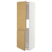 METOD hi cab f fridge or freezer w 2 drs, white/Voxtorp oak effect, 60x60x200 cm