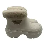 Crocs Stomp Lined Boots Mens 9 Womens 11 Stucco Pull On 208718-160