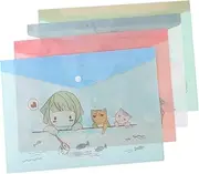 SOPOTUTU 16Pcs Cartoon Document Pouch File Envelopes with Button Closure and Storage Holders for School Supplies and Organization