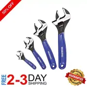 Heavy-Duty Adjustable Wrench Set with Metric & SAE Scales - 4 Pieces, Portable