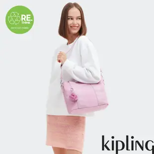 Kipling 溫柔櫻花粉紫色手提肩背兩用包-MINTA M