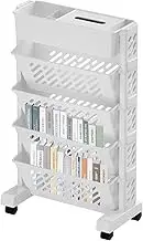Rolling Carts - Book Storage Rack | Storage Rack On Wheels | Mobile Bookshelf Cart | 5 Tier Mobile Bookshelf Cart | Rolling Cart Storage | Rotatable Rolling Carts with Wheels for Classroom, Home