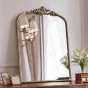 Arched Antique Wall Mirror, 24"X32" Vintage Gold Bathroom Vanity Mirror, Ornate
