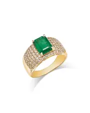 Bloomingdale's Fine Collection Emerald & Champagne Diamond Statement Ring in 14K Yellow Gold