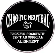 [Pinstant] Chaotic Neutral Official Sociopath Chaos Character Alignment Dragon Sword Fantasy Dice Die Dungeon Game Antisocial 1.2" Enamel Pin Badge, 1.2 Inches, Enamel, enamel
