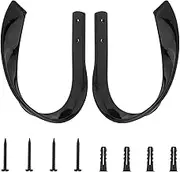 HOJLKLD 2 Pack Curtain Holdbacks, Aluminum Alloy Wall Mounted Decorative Drapery Tiebacks with Screws and Anchors, Heavy Duty U-Shape Wave Window Curtain Hooks for Home Decor (2, Black)