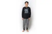 Boys Sizes 8-14 Black Never Mind Long Set PJS Pyjamas