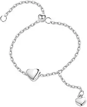 [Dtja] Heart Chain Promise Engagement Ring for Women Girls 925 Silver Plated Adjustable Cute Love Charms Drop Statement Expandable Finger Rings Comfort Fit Fashion Chic Jewelry Gift, Non-Precious Metal, No