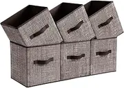 Storage Cubes, 11-Inch Non-Woven Fabric Bins With Double Handles, Set Of 6, Closet Organizers For Shelves, Foldable(Walnut Color)