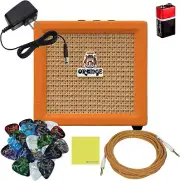 Orange Amps Crush Mini 3W Guitar Amp Combo Set with Power Adapter, Pig Hog Instr