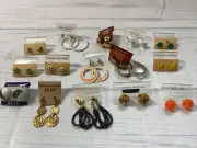 Vintage Lot of 15 Post & Dangle Pierced Earings 80s New On Card Bag #4