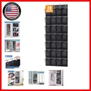 Durable Over Door Shoe Organizer with Metal Hooks - 28 Pocket Breathable Design