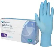 Medicom Safe Touch Nitrile Gloves - 100 Count - Medium - Blue Gloves, Work Gloves - Multipurpose Powder Free Gloves