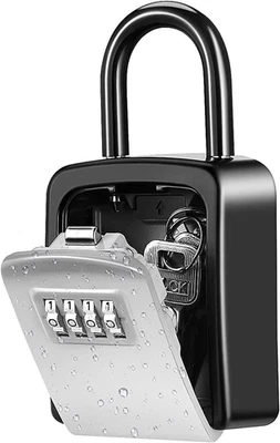 Key Lock Box, Upgraded Wall Mounted Key Safe Box, Weatherproof 4 Digit Combinati
