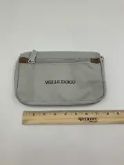 Wells Fargo Branded Travel Bag Multiple Pockets Attached Hook Grey Zipper