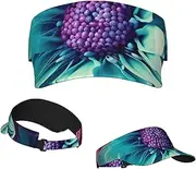 [RLDOBOFE] Sun Visor Hat Adjustable Empty Top Baseball Cap Colorful Flower Sun Hats for Women Men Sunscreen Visor Caps Summer Beach Sports Hats, Black, One Size, Black, One Size