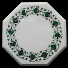 12" Marble Corner Side Table Top Pietra Dura Inlay Art Handmade Home Decor