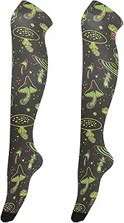 [Caihoyu] Knee-High Socks for Women Breathable Thigh High Socks Extra Long Socks Over Knees Socks for Weddings Seamless Acid Bright Pattern Poisonous Mushrooms, Seamless Acid Bright Pattern Poisonous