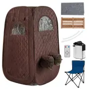 CostwayPortable Steam Sauna with 1000W 3L Steam Generator for Home Spa Relaxation-Coffee
