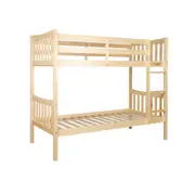 Design Square Wooden Timber Solid Pine Single Size Bunk Bed Frame - Oak