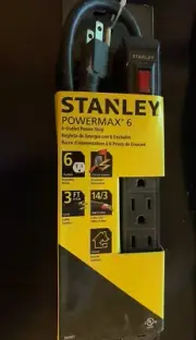 STANLEY 3' Cord Stanley Powermax 6-Outlet Green Grounded Electric Power Strip