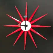 Mid Century Modern Sun Clock Retro Red Star Modern Kitchen Wall Clock