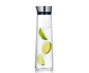 1L Round Glass Water Bottle Stainless Lid Glass Carafe for Water Juice Wine