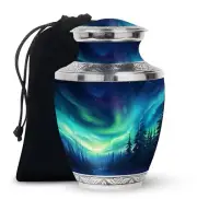 Enchanted Night Skies Over Snowy Forest Memorial Urns For Human Ashes 10 Inch