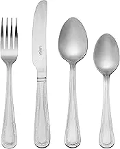 Mikasa Portobello Classic Elegance 16-Piece Stainless Steel Cutlery Set: Silverware Ensemble for All Dining Occasions | Includes 4 Dinner Forks, 4 Dessert Spoons, 4 Teaspoons, and 4 Dinner Knives