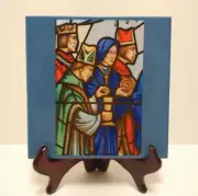 Ceramic Tile/Trivet Depicting Stained Glass Window of Four Saints New!