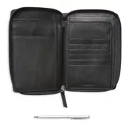 Van Heusen Men's Travel Folio Passport Wallet/Card Holder Case w/Pen Black