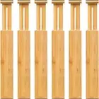 6 Pack Bamboo Drawer Dividers, Adjustable Drawer Organizer, Expandable Organizat