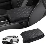 Autorder Center Console Cover for Nissan Pathfinder 2022 2023 2024 2025 Accessories Armrest Cushion Cover Nappa Leather Middle Console Covers Pathfinder Console Cushion Pad Anti-Scratch