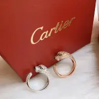 在飛比找Yahoo!奇摩拍賣優惠-Cartier 豹子系列 滿鉆 窄版 豹子開口戒指 精選德國
