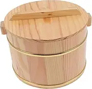 1 Set Versatile Wooden Rice Storage Container with Cover Household Rice Bucket Tofu and Sushi and Smoothly Polished Kitchen Gadget