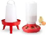 AIMALL Chick Feeder 1KG and Waterer 1.5L with Legs – Durable Plastic Poultry Feeding & Drinking Set for Chicks, Ducklings, and Small Birds 9.4in & 8.26in Tall