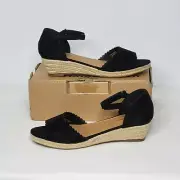 Women’s Comfortview 11 Charlie Black Wedge Espadrille Sandals Ankle Strap Shoes
