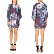 NEW COOPER ST Carrie Floral Long Sleeve Mini Dress Burgundy Size 10 Tags