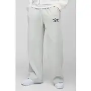 Mens Light Grey Wide Leg Star Printed Jogger