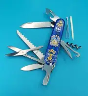 Victorinox Huntsman BLUE & YELLOW FLOWERS Swiss Army Knife Multi Tool! NEW!