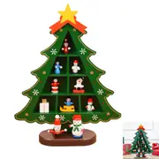 Mini Christmas Tree Wooden Tabletop Christmas DIY Ornament Home Table Top Decoration Toy -L