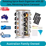 Rotating Spice Rack Organizer with 20 Jars, Revolving Spice Carousel for Kitchen