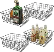 LISHINE 4 Pack Deep Freezer Organizer Bins Stackable Wire Basket for Organizing Metal Wire Storage Baskets for Pantry, Freezer Baskets for Chest Freezer, Upright Freezer