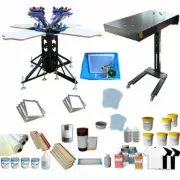 4 Color Screen Printing Kit Silk Press Printer Flash Dryer & Ink Screen Squeegee