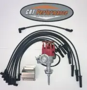 Chrysler Small Block 273-318-340-360 Red CAP HEI Distributor, 60K COIL + WIRES
