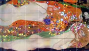Art Gustav Klimt Water Serpents Ceramic Mural Backsplash Bath Tile #2011